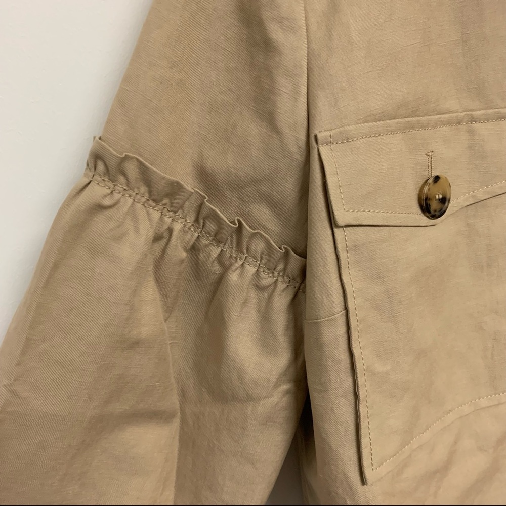 Lewit Tan Linen Blend Ruffle Jacket - Picture 6 of 15